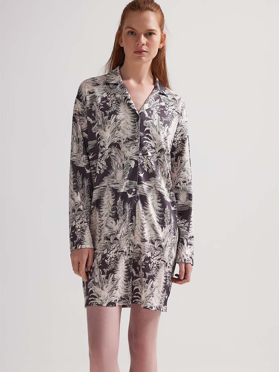 Халат женский "Anthracite Flower Viscose"