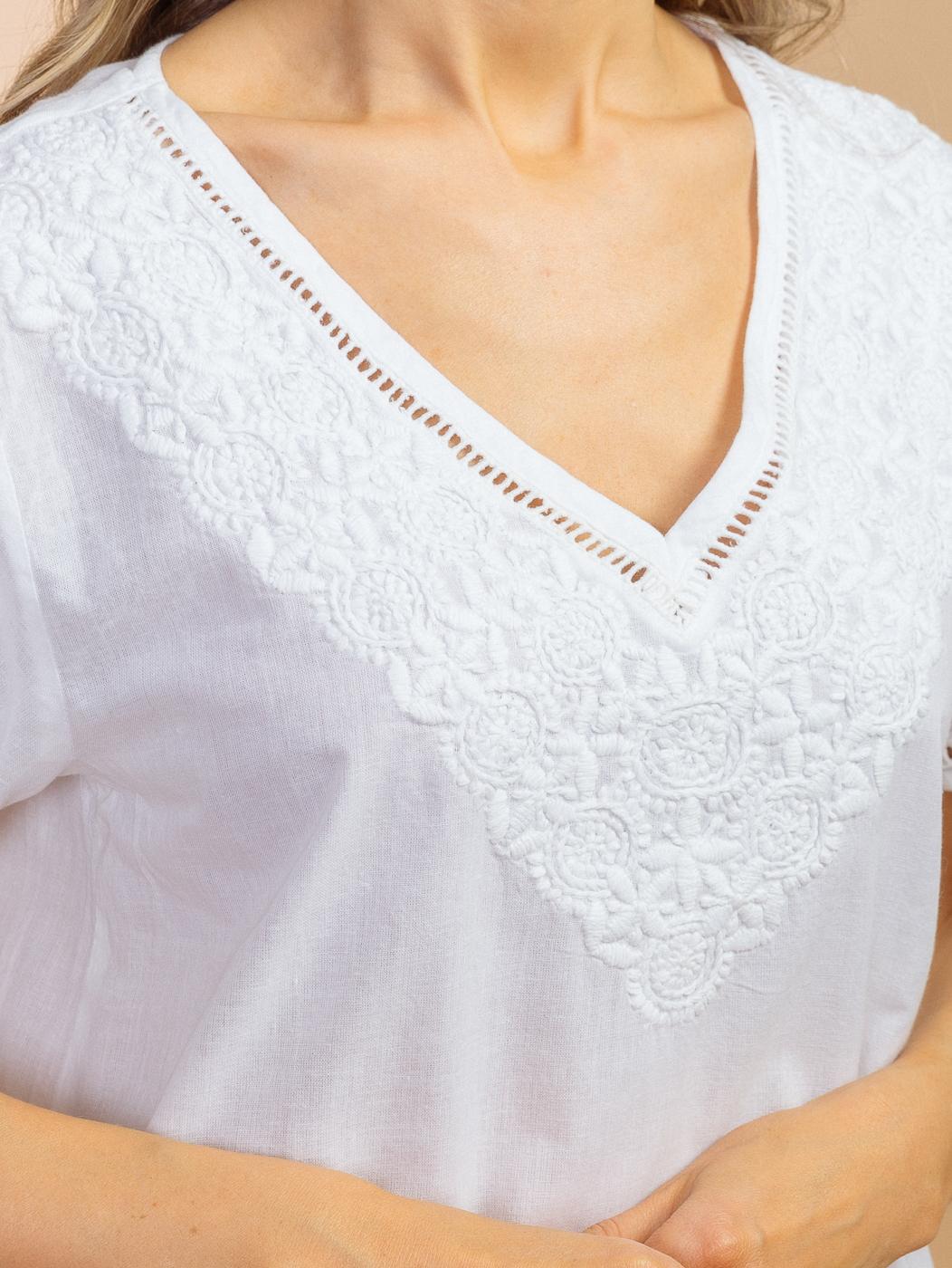 Блузка (хлопок) с вышивкой