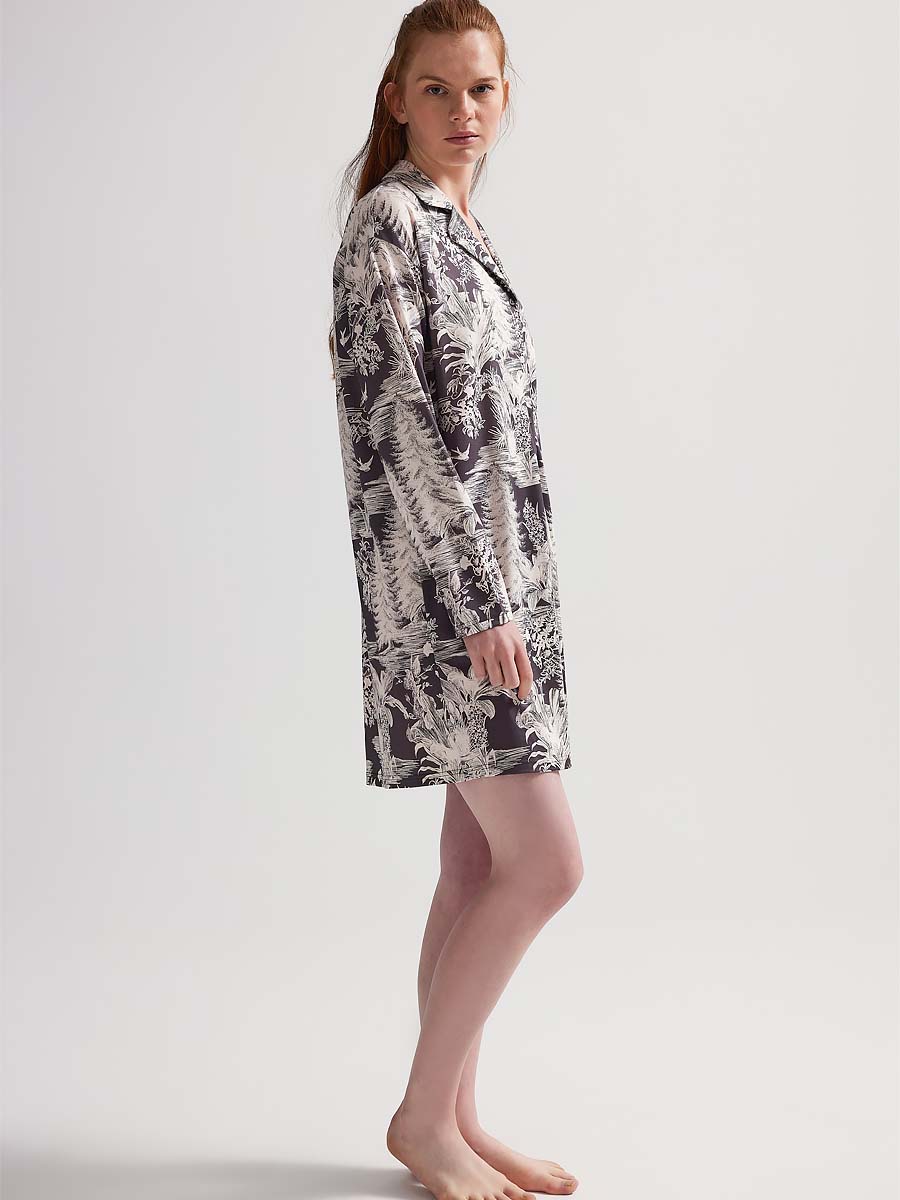 Халат женский "Anthracite Flower Viscose"