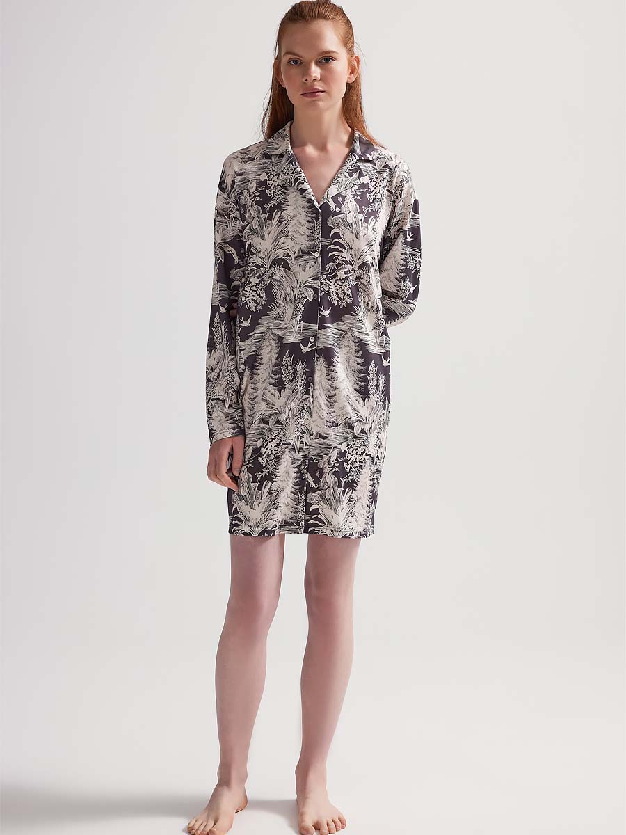 Халат женский "Anthracite Flower Viscose"