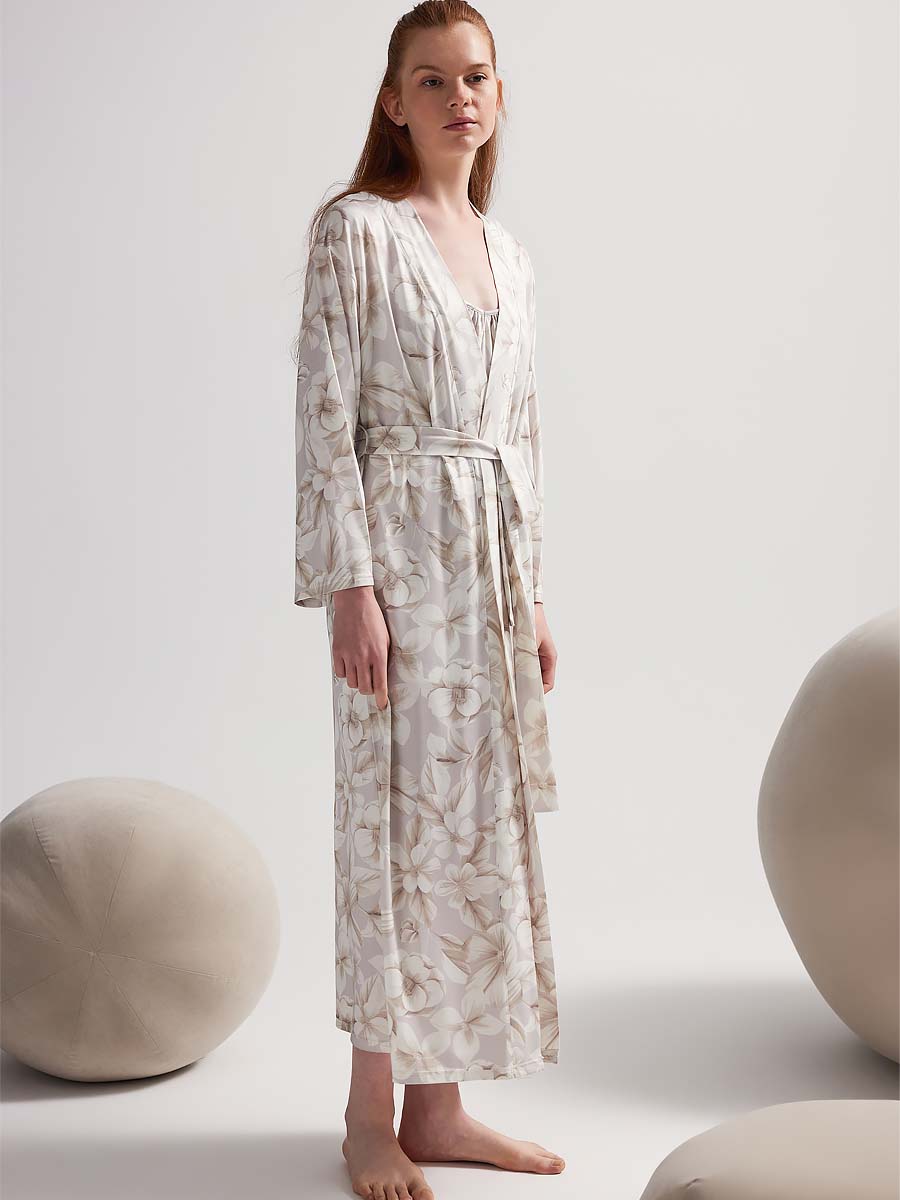 Халат женский "Beige Flower Viscose"