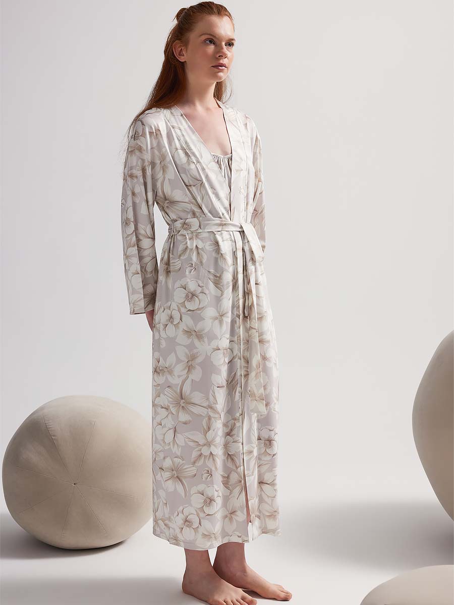 Халат женский "Beige Flower Viscose"