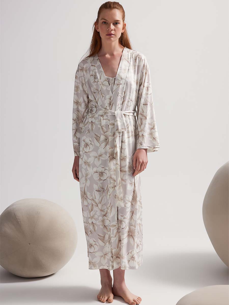 Халат женский "Beige Flower Viscose"